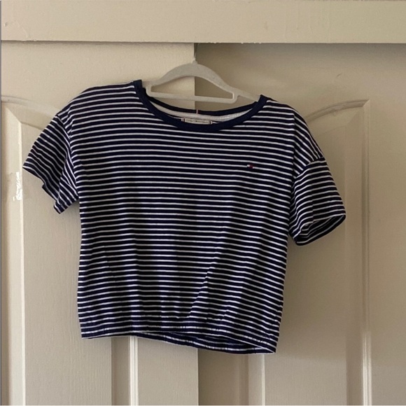 TOMMY HILFIGER Navy and White Striped Top. Size 16 (XS) - Picture 2 of 9